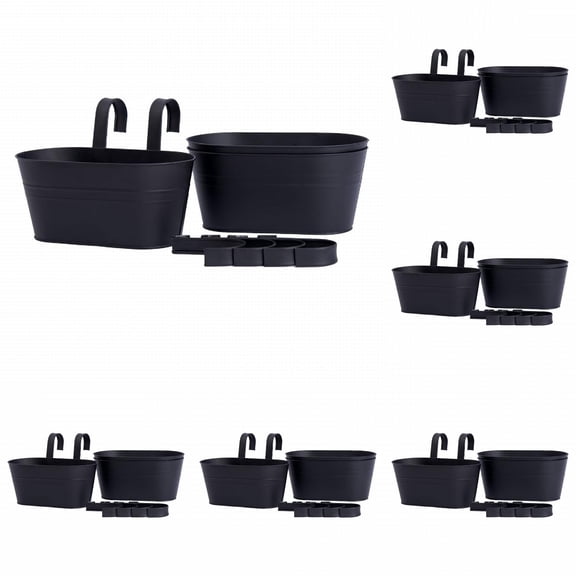 witspace Metal Hanging Flower Pots for Railing Fenceï¼Outdoor Balcony Rail Planter with Detachable Hooks Drainage Holes for Deck Garden Home Decor