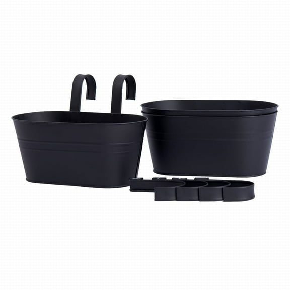 witspace Metal Hanging Flower Pots for Railing Fenceï¼Outdoor Balcony Rail Planter with Detachable Hooks Drainage Holes for Deck Garden Home Decor