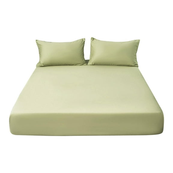 witspace Cotton Fitted Sheet, Solid Color Fitted Bed Sheet, Soft Bottom Sheet with 11" Deep Pocket, Matching Pillow Case, Washed Mattress Cover Snug Fit Bed Sheets