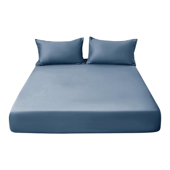 witspace Cotton Fitted Sheet, Solid Color Fitted Bed Sheet, Soft Bottom Sheet with 11" Deep Pocket, Matching Pillow Case, Washed Mattress Cover Snug Fit Bed Sheets