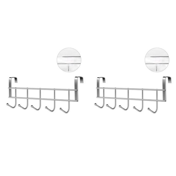 witspace Over The Door Hooks, Towel Rack for Bathroom Towel Holder for Hanging Heavy Duty, Wall Mount Towel Hanger with 5 Hooks for Bedroom Bathroom Kitchen Towels, Silver