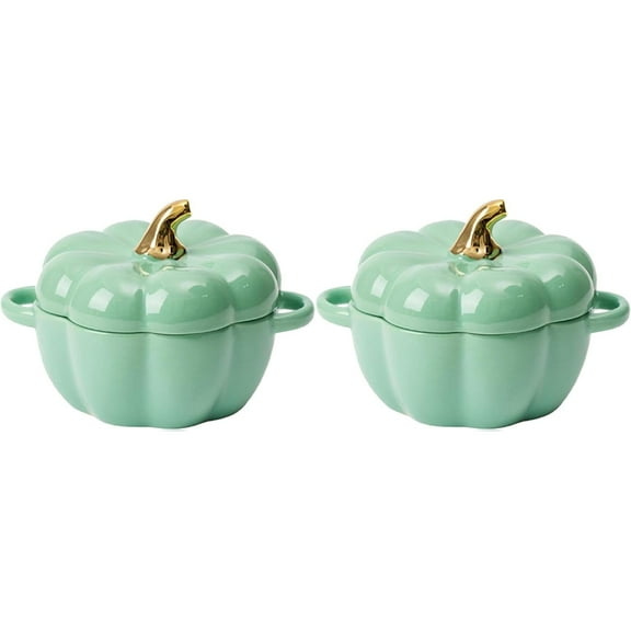 witspace Dutch Pot with Lid, Pumpkin Pottery Dessert Saucepan, Mini Baking Dish Cute Pumpkin Bowl, Covered Dutch Oven Ceramic Stockpot, Pumpkin-Shaped Casserole
