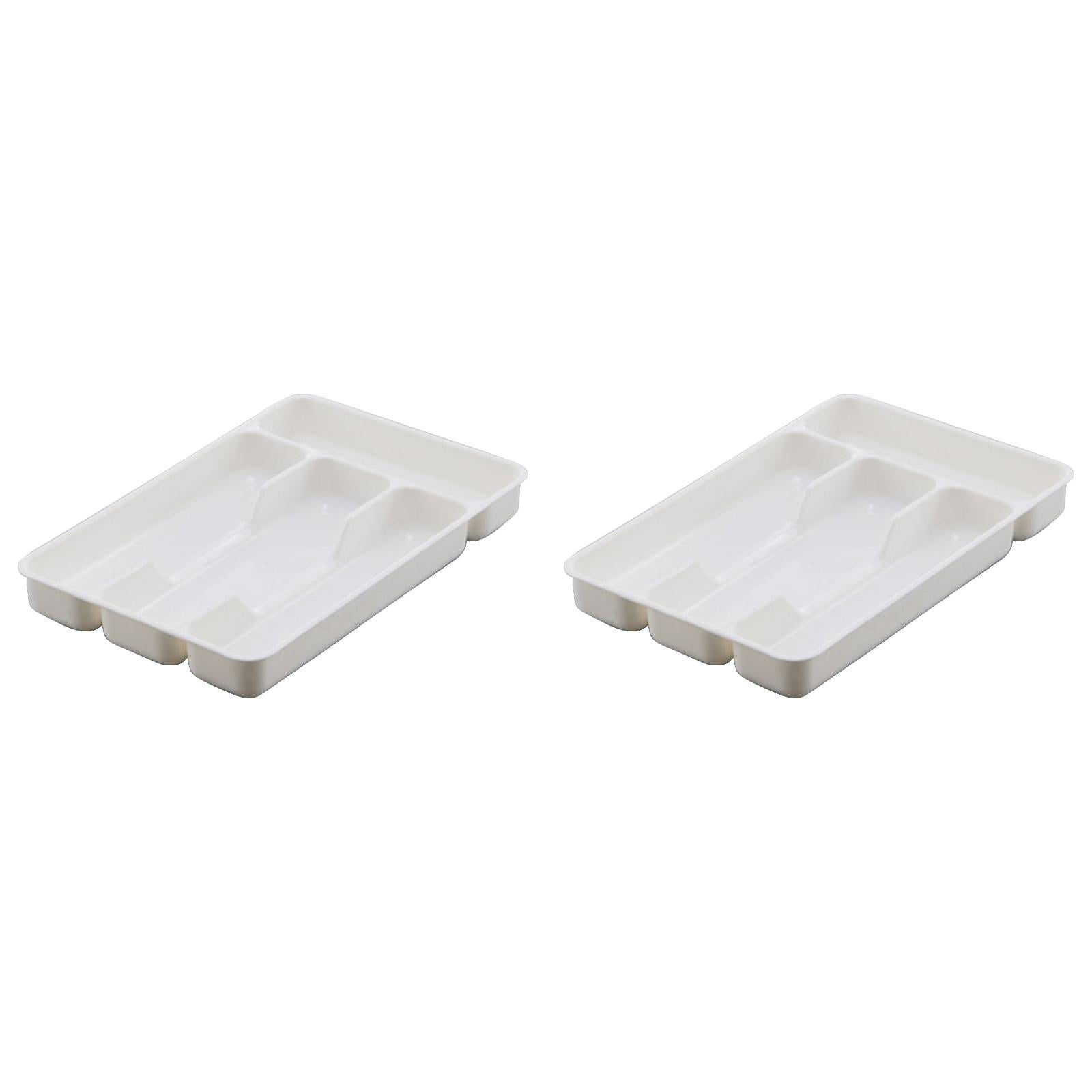 witspace Flatware Storage Plastic Silverware Tray Kitchen Tool Drawer Organizer Tray Spoon Fork Cutlery Separation Finishing Storage Box Container Tableware Organizer for Drawer