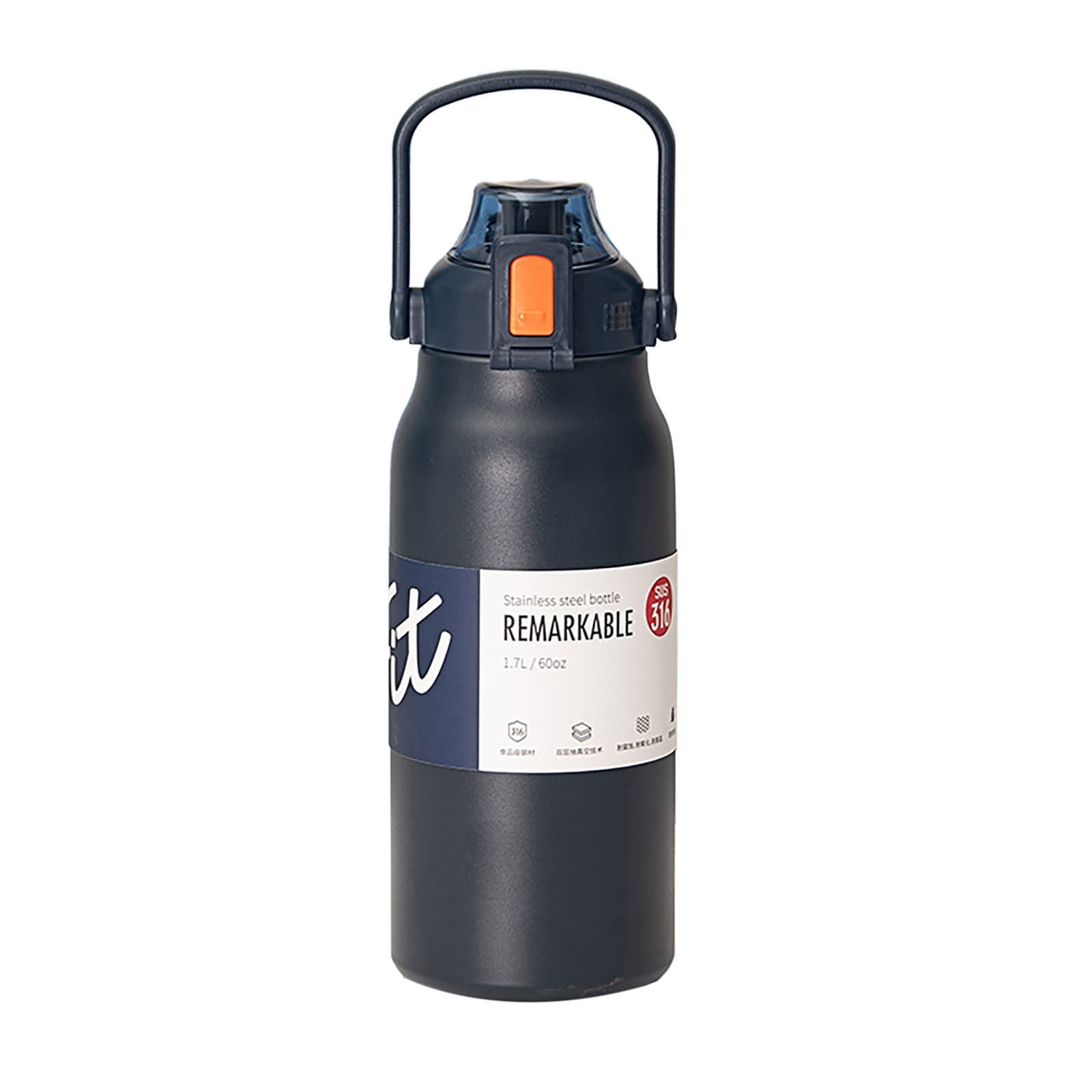 witspace Insulated Water Bottle, Thermal Vacuum Cups for Hot and Cold Drinks, BPA Free Cute Stainless Steel Leak-proof Flask for Boys and Girls School Indoor Outdoor Sports (60oz, 1700ml)
