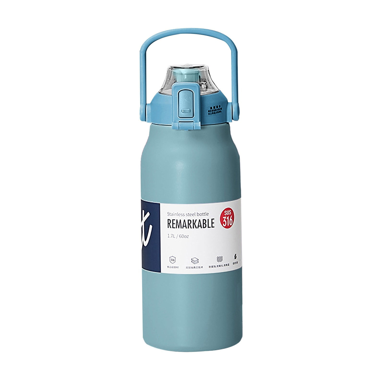 witspace Insulated Water Bottle, Thermal Vacuum Cups for Hot and Cold Drinks, BPA Free Cute Stainless Steel Leak-proof Flask for Boys and Girls School Indoor Outdoor Sports (60oz, 1700ml)
