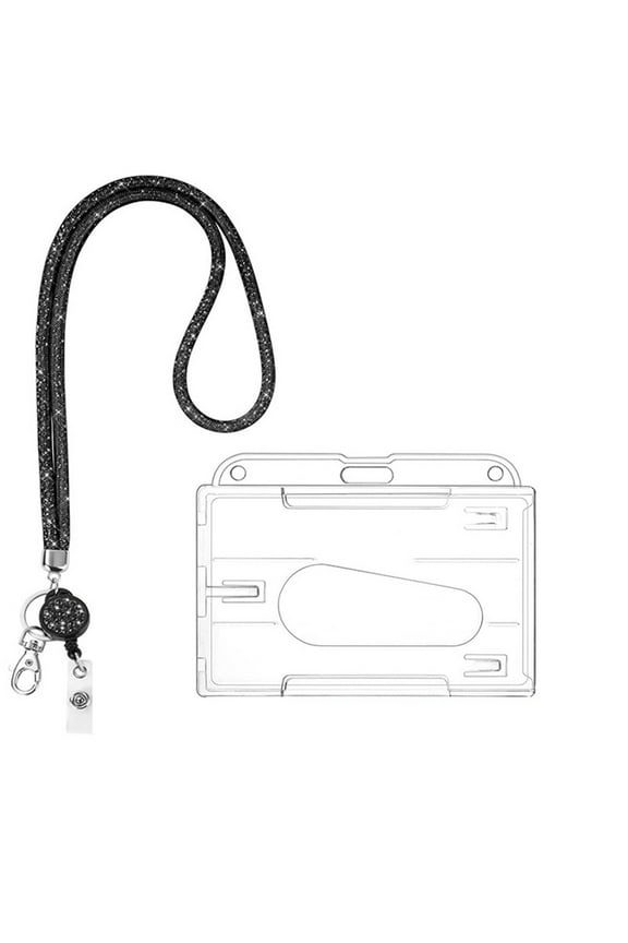 Lanyards for ID Badges Bling Badge Lanyard with ID Badge Holder Retractable Crystal Teacher Lanyards Retractable Keychain Cruise Ship Lanyards for Women