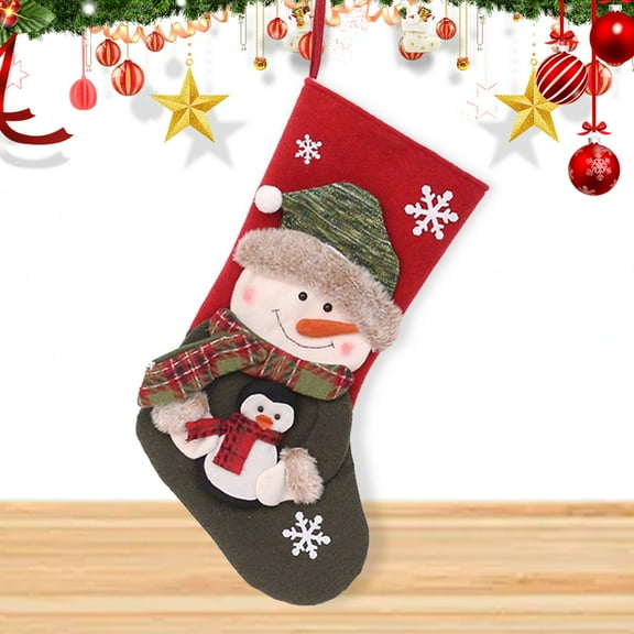 witspace Personalized Christmas Stocking 3D Christmas Stocking Santa Snowman Deer Large Xmas Stocking Holiday for Boys Girls Pet Xmas Gift Santa Snowman Gnome Deer Holiday Family