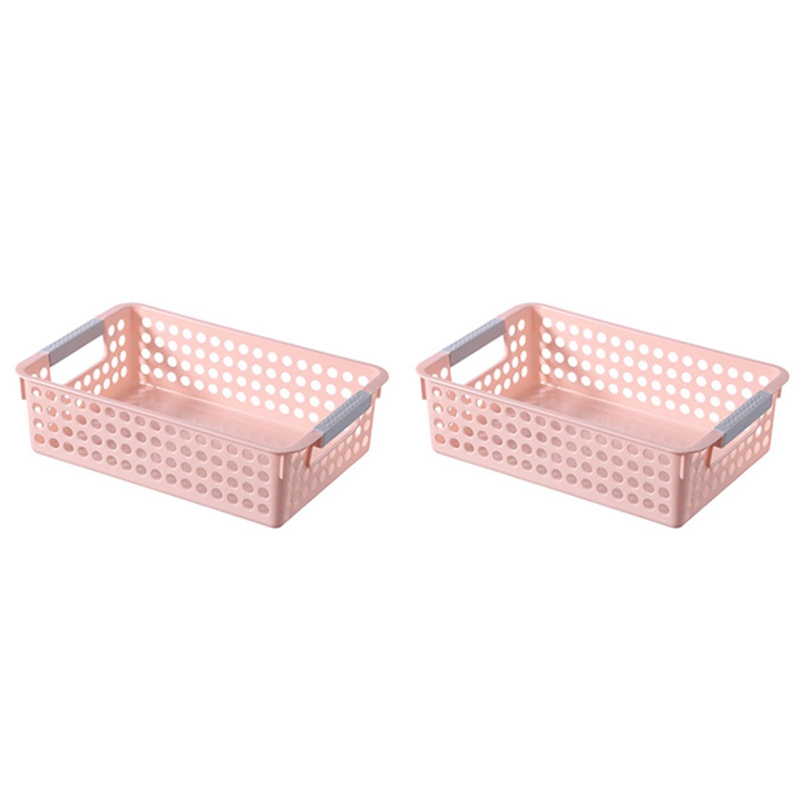 witspace Plastic Storage Baskets, 2PCS Small Pantry Baskets for Organizing, Woven Basket Organizer Basket Bins for Shelves, Organizer and Storage for Bathroom, Bedrooms, Kitchens