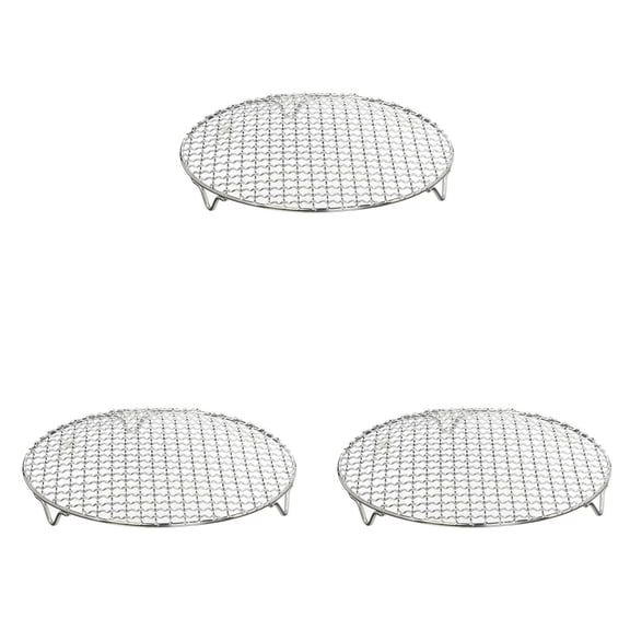 witspace Round Canning Rack Stainless Steel with Legs Dia Heavyweight Cross Wire Steaming Cooling Barbecue Rack/Carbon Baking Net/Grill/Pan Grate (19 cm)
