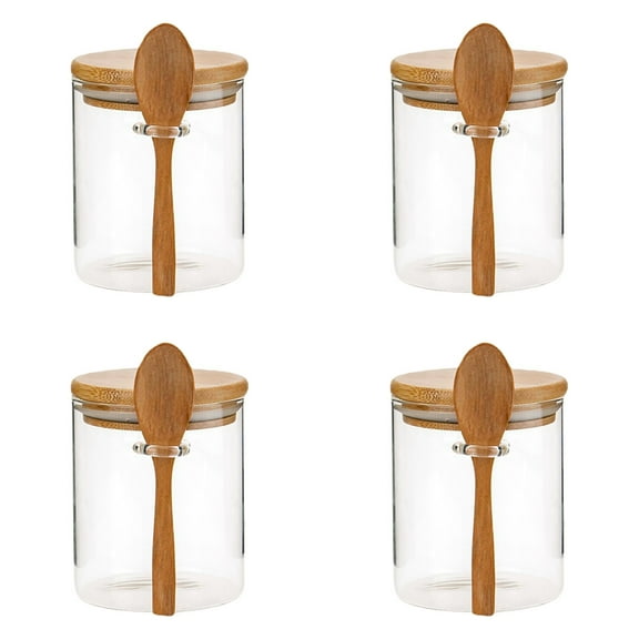 witspace Spice Jars, Overnight Oats Containers with Airtight Lid and Spoon, Decorative Kitchen Canisters Set, Glass Storage Containers for Coffee, Tea, Sugar, Spice, Bath Salt