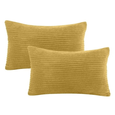 witspace Velvet 12x20 Inch Lumbar Soft Throw Pillow Covers Decorative Corduroy Striped Both Sides Solid Rectangular Cushion Cases Boho Farmhouse for Couch Bedroom Sofa Home, Pack of 2