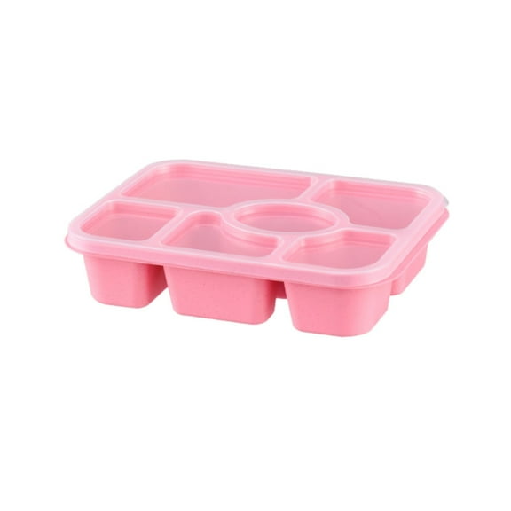 witspace Wheat Straw Lunchable Snack Containers for Kids & Adults - 6 Compartment Lunch Snack Boxes - Reusable Food Storage Containers for Snacks & Small Meal (Clear Lids)