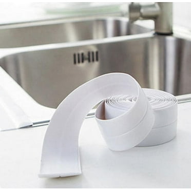 witspace White Caulk Tape Sealant Strip for Bath & Kitchen, 1.5''x10.5FT PVC Self Adhesive Caulk Strip Waterproof Caulking Sealing Strip Tape for Toilet Base, Bathroom Shower Sink Edge Protector