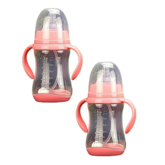 witspace Wide Caliber Baby Bottle with Handle Plastic Trainer Cup, Trainer Drinking Cup with Extra-Soft Spout, Spill-Free Nipple, and Non-Slip Handles, for Baby