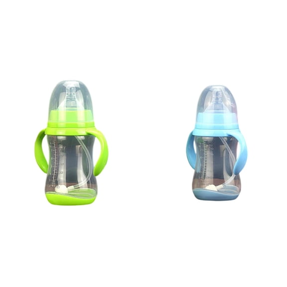 witspace Wide Caliber Baby Bottle with Handle Plastic Trainer Cup, Trainer Drinking Cup with Extra-Soft Spout, Spill-Free Nipple, and Non-Slip Handles, for Baby