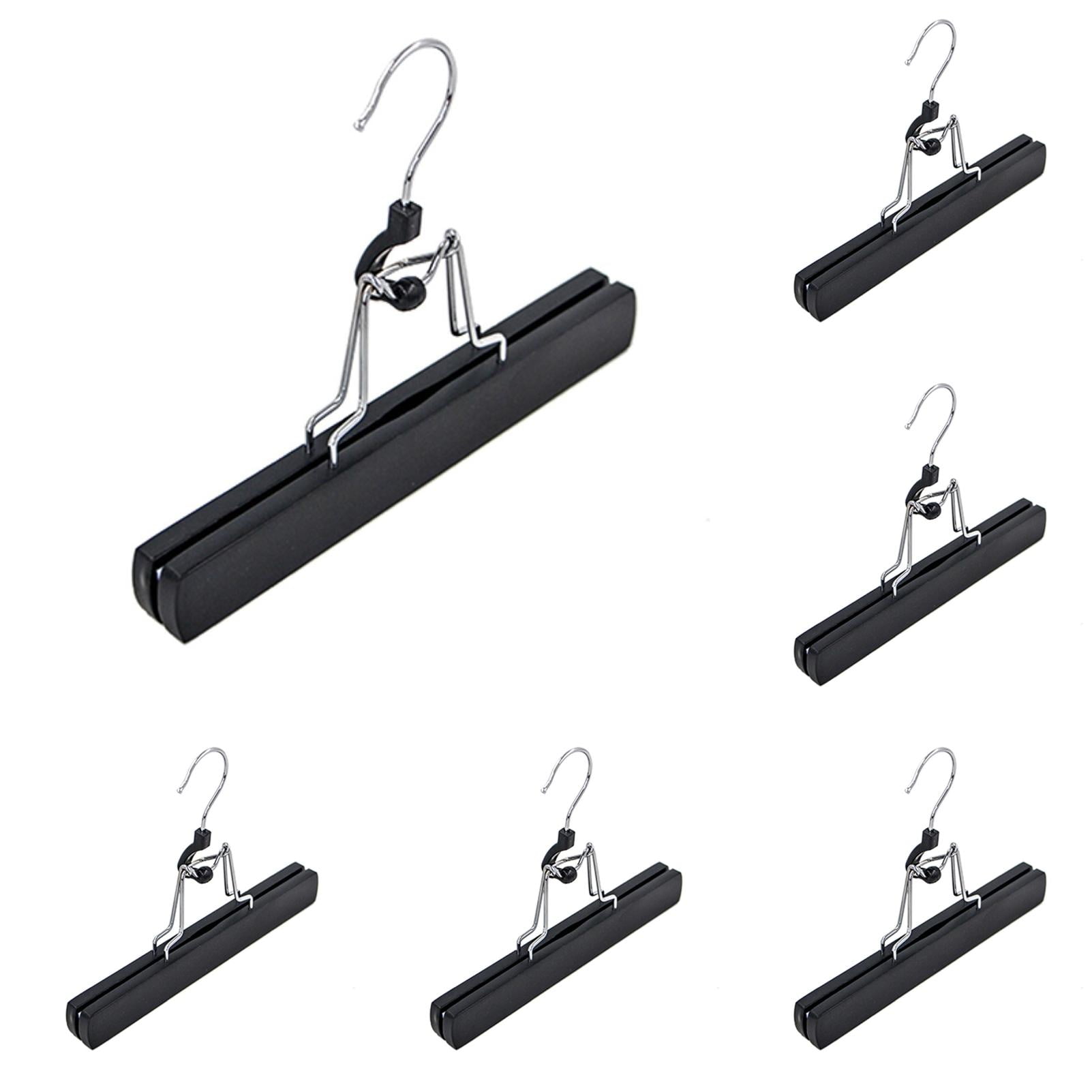 witspace Wooden Pants Hangers with Clips 10 Pack Non Slip Skirt Hangers, Smooth Finish Solid Wood Jeans/Slack Hanger with Hook - Pants Clip Hangers for Skirts