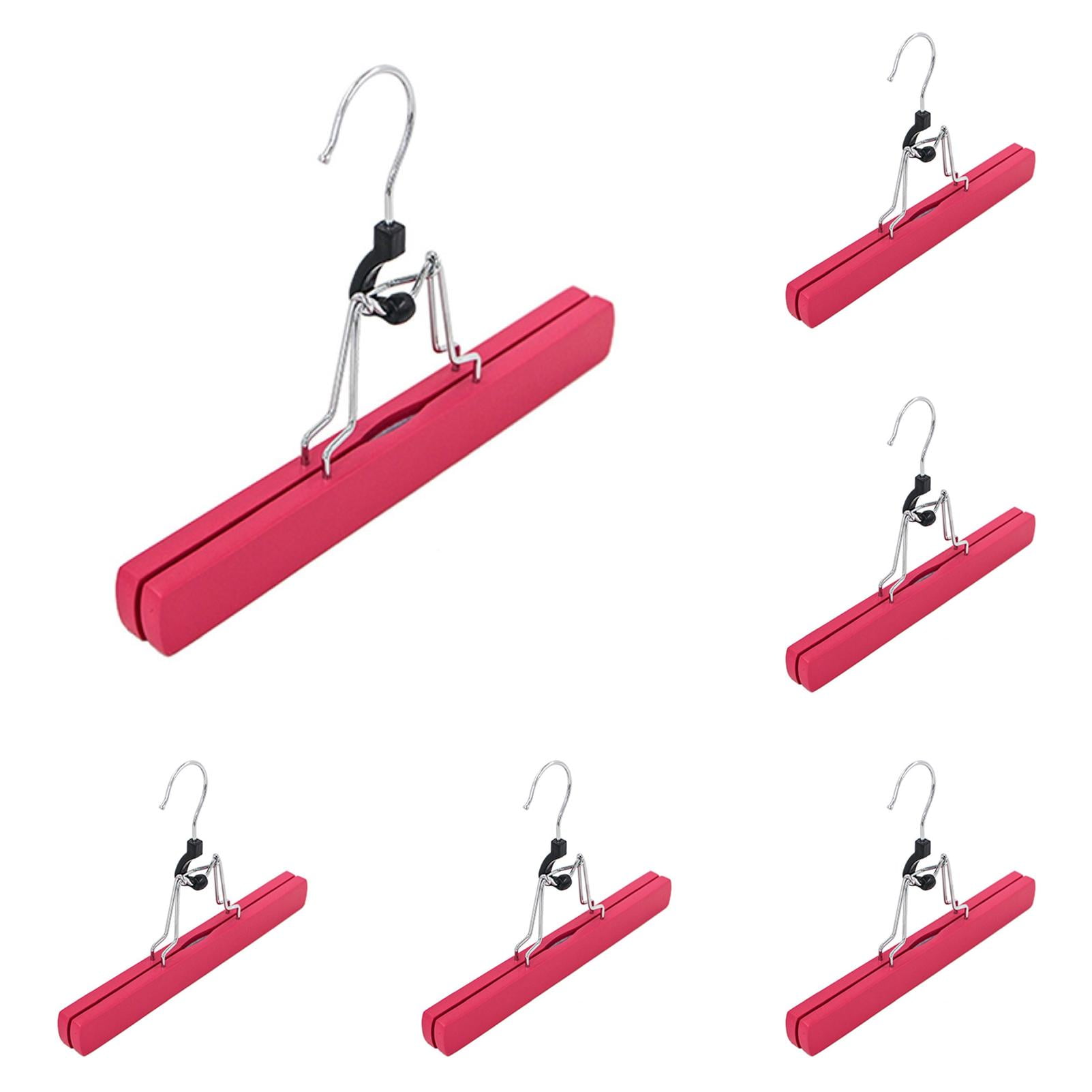 witspace Wooden Pants Hangers with Clips 10 Pack Non Slip Skirt Hangers, Smooth Finish Solid Wood Jeans/Slack Hanger with Hook - Pants Clip Hangers for Skirts