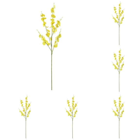 witspace Yellow Artificial Orchids Flowers, Dried Silk Orchids, Fake Orchids Flowers Silk Faux Dancing Orchids Bouquet for DIY Indoor Outdoor Wedding Party Home Kitchen Office Decoration (1/6/10 PCS)