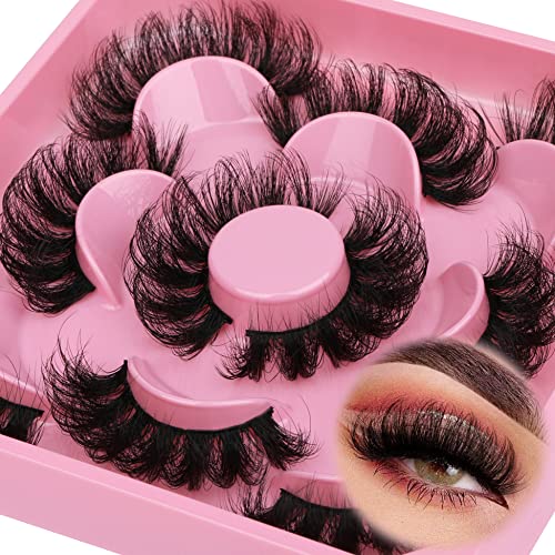 wiwoseo Lashes Mink Fluffy Dramatic False Eyelashes D Curly Faux Mink