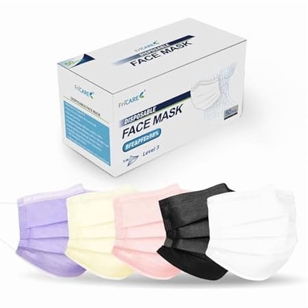 wmincc Disposable Face Masks, 3-Ply ASTM Level 3 Medical Grade, FSA/HSA Eligible, Breathable & Comfortable for Allergy/Sun Protection, 50 Pack Lavender Mousse