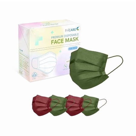 wmincc Face Masks Disposable for Adults, 4 Ply ASTM Level 3, FSA HSA Eligible, Allergy Protection, Individually Wrapped, 100 Pack, Festive Cheer