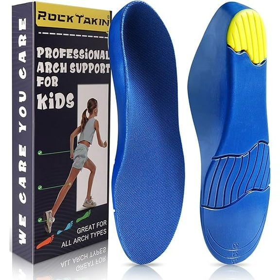 wmincc Kids Arch Support Shoe Inserts, Children Orthotics Shoe Insoles with PU Foam Cushioning for Flat feet, Plantar Fasciitis, Feet Heel Pain Relief
