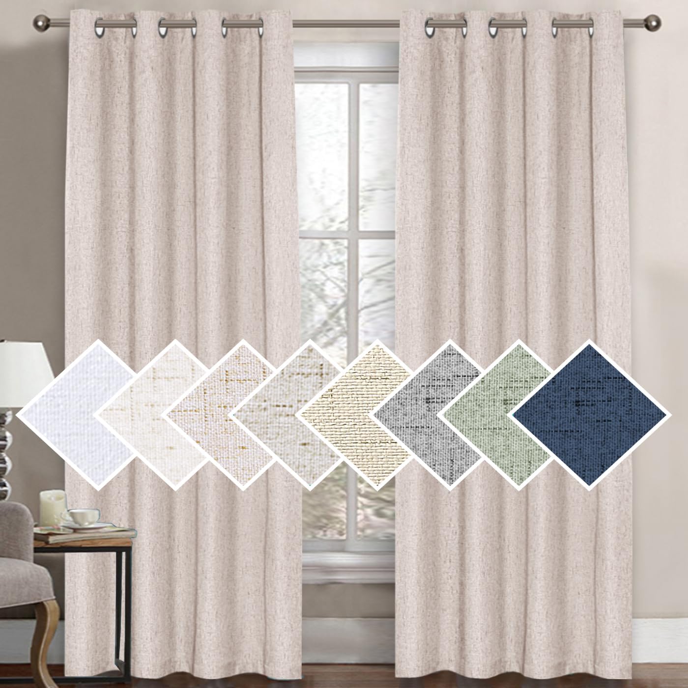 wmqydxg 100% Blackout Curtains for Bedroom 84 Inches Long Grommet Face ...