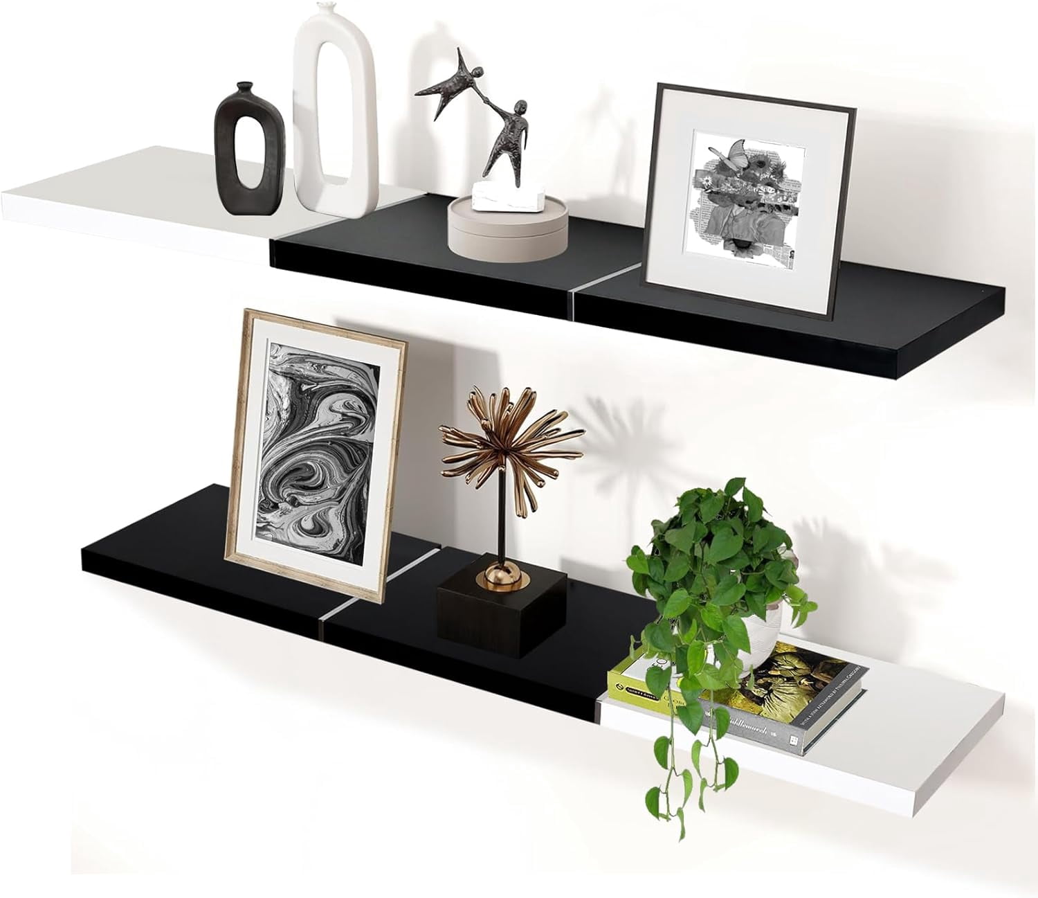 wxysydf 24 inch Floating Shelves for Wall Color-Blocked Wall Shelves ...