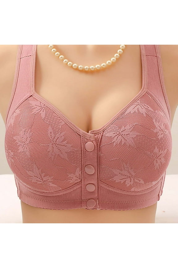 Bras for Women, Push Up Bras for Women, Bra for Seniors, Front Snap Closure Bras, Front Snaps Bras for Older Women Pink M