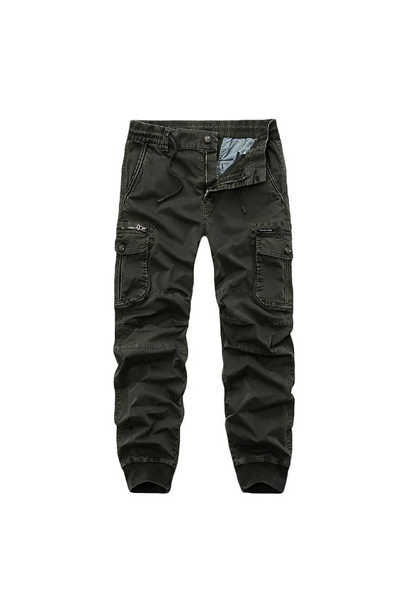 Cargo Pants for Men Big & Tall Work Pants Outdoor Hiking Trousers Fitness Straight Leg Cargo Pants Multi Pockets Army Green 2XL