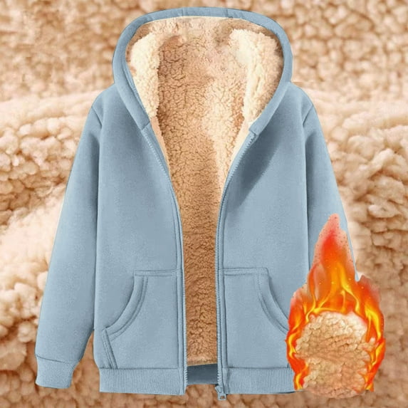 wo-fusoul Men's Winter Sherpa Lined Hoodie Zip Up Sweatshirt Heavyweight Warm Fleece Jacket with Pockets Light Blue 3XL