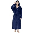 thumbnail image 1 of wo-fusoul Mens Hooded Robe, Plush Robes for Men Long Fleece Bathrobe Dark Blue S, 1 of 4