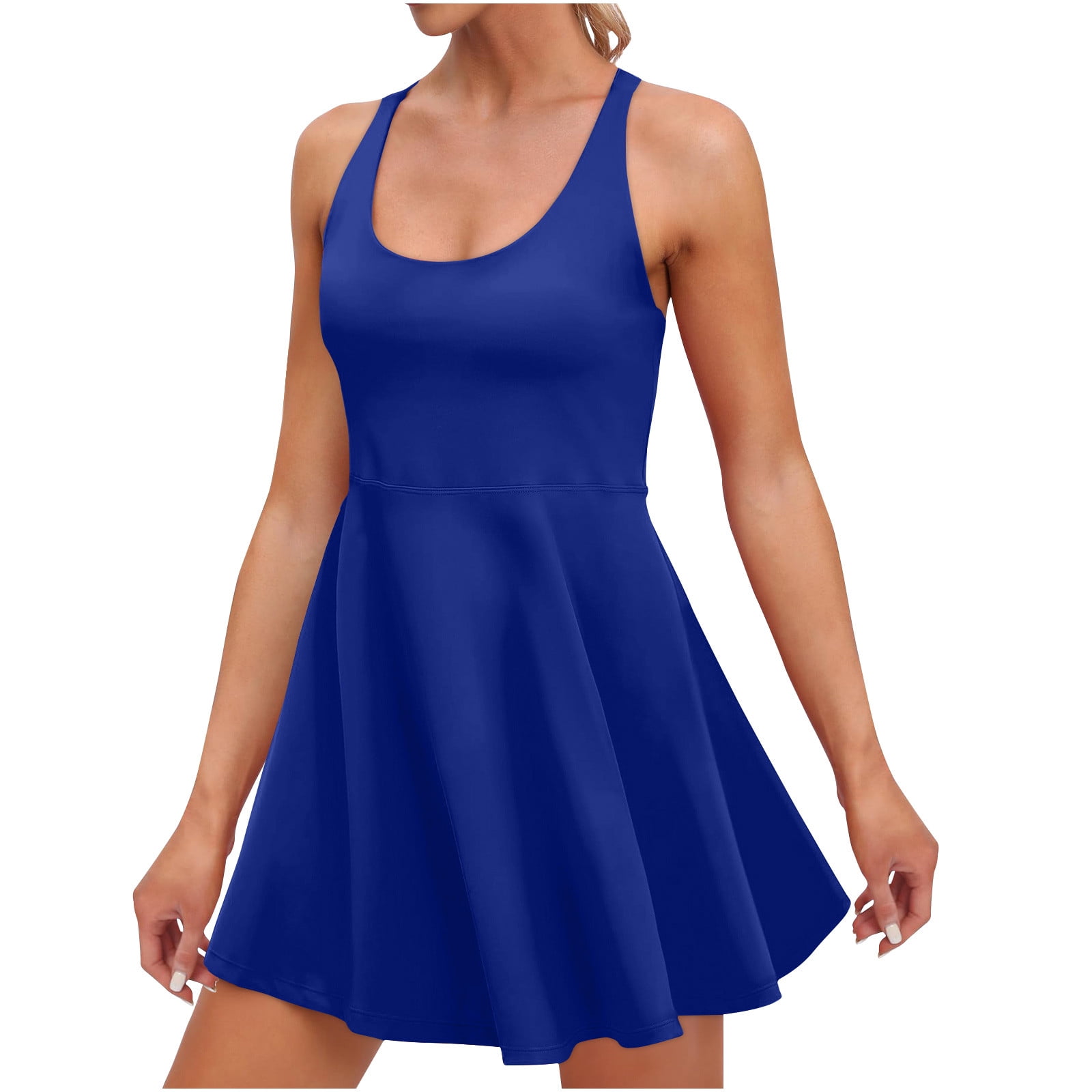 wo-fusoul Tennis Dress for Women with Built-in Shorts and Bras Athletic  Workout Exercise Golf Dresses Pockets Light Blue S - Walmart.com