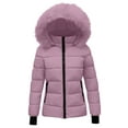 thumbnail image 1 of wo-fusoul Women's Winter Thicken Puffer Coat Warm Snow Jacket with Faux Fur Removable Hood Pink M, 1 of 7