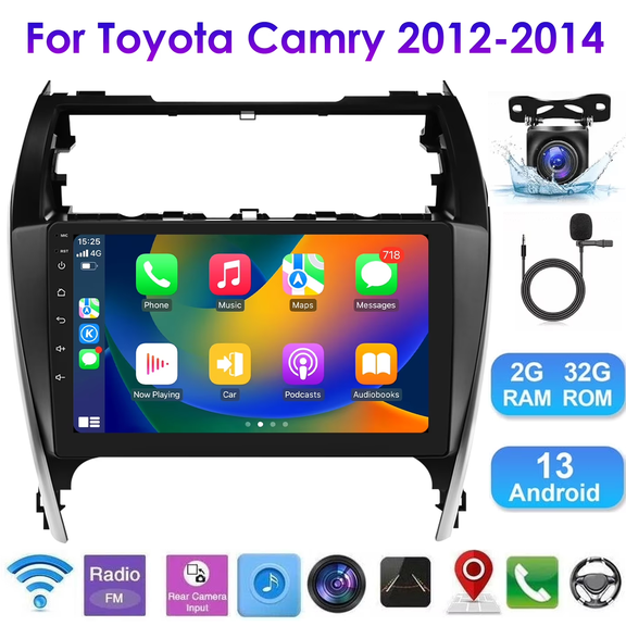 WOLFWO Car Radio Stereo For 2012-2014 Toyota Camry, 10.1" Touch Screen Android 13 Carplay AHD Camera GPS Navigation for Car