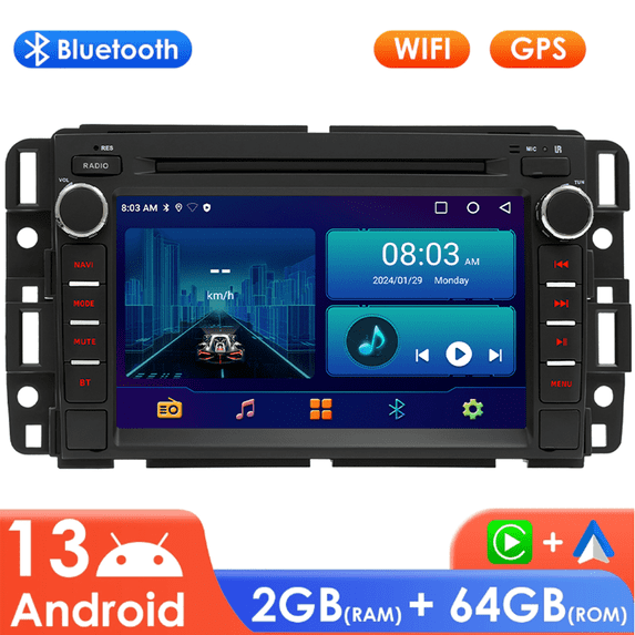 wo1fwo Car Radio Stereo for Chevrolet GMC Buick Chevy, 7" Touch Screen Carplay Android Auto with GPS Navi WiFi 2GB+64G