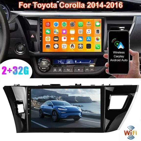 WOLFWO Car Stereo Radio with Toyota Corolla 2014-2016, Wireless Carplay & Android Auto, 10.1 Inch Touchscreen Bluetooth GPS Navigation, WiFi, FM Radio, Mirror Link