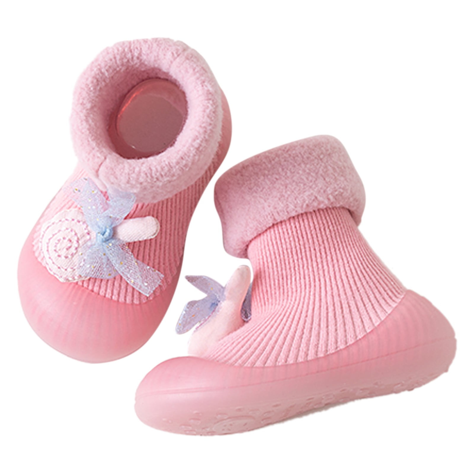 Worallymy Baby Indoor Sock Shoes Cotton Baby Girl Glue Soles Non-slip Soft  Socks 