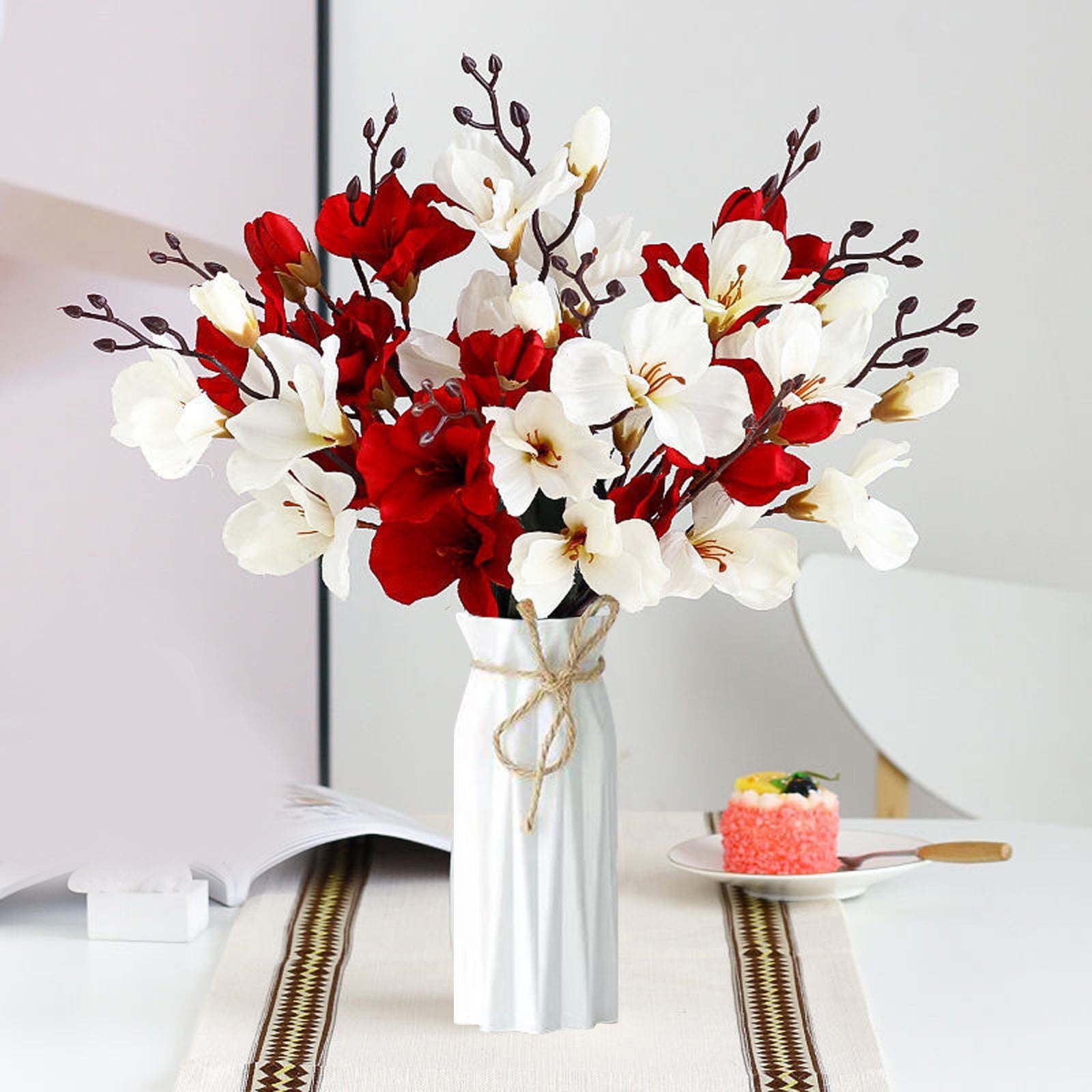 wofedyo Colorful European Elegant Magnolia Imitation Flower Living Room Dining Table Decoration Flower Art Flowers Fall Decor Room Decor White 44*11*9 - Walmart Business Supplies