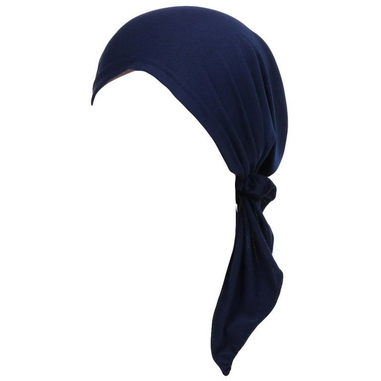 wofedyo Hats for Men Women Stretch Turban Hat Chemo Cap Hair Loss Head  Scarf Wrap Cap Baseball CapNavy 