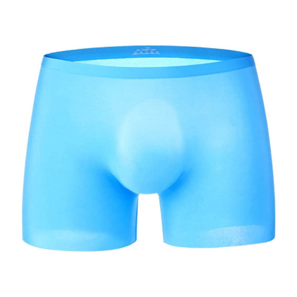 wofedyo Men's One-Piece 3D Panties Seamless Ice Silk Underpants Breathable  Briefs Boxer Boxers for Men Blue L 
