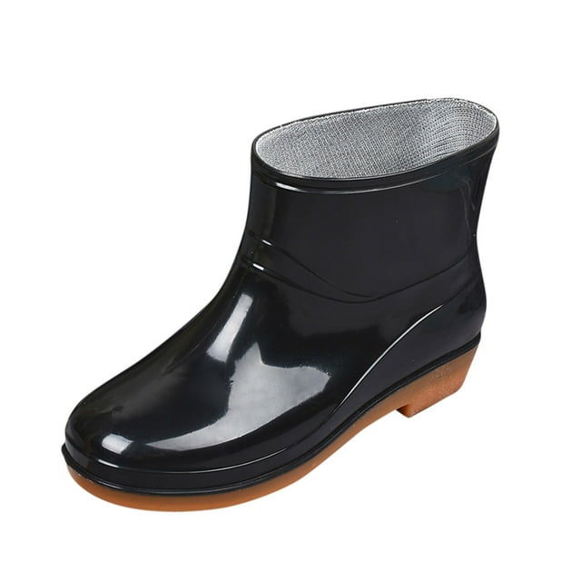 wofedyo Rain Boots for Women Shoe Round Waterproof Middle Toe Low