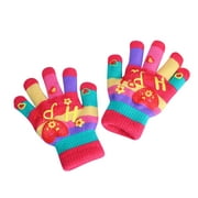 wofedyo Winter Gloves Winte Fashion Warm And Cold Proof Cute Loe Double Layer Tthickened Student Children Gloes Toddler GlovesPink