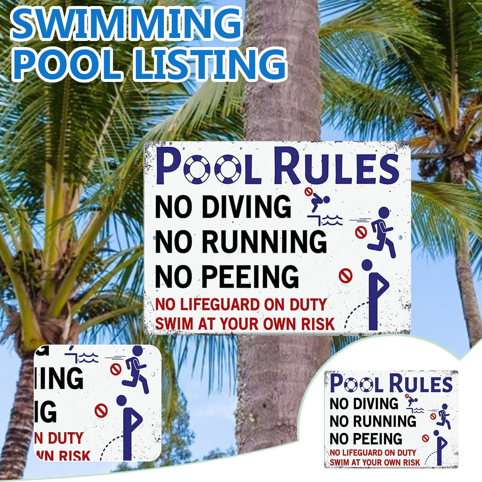 wofedyo fish tank decorations Decor Pool Rules Sign, Indoor/Outdoor