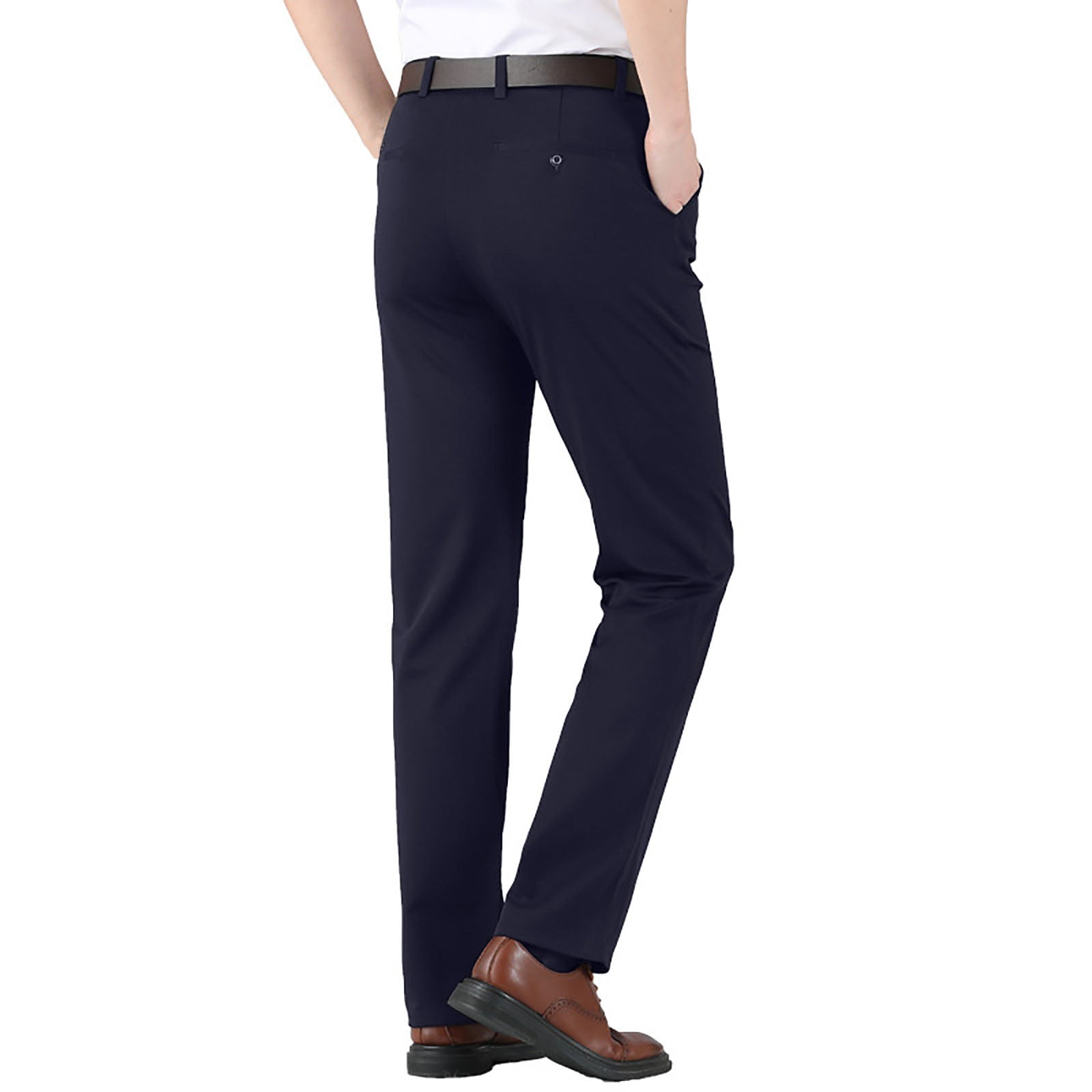 wofedyo men's pants elastic waist casual business color