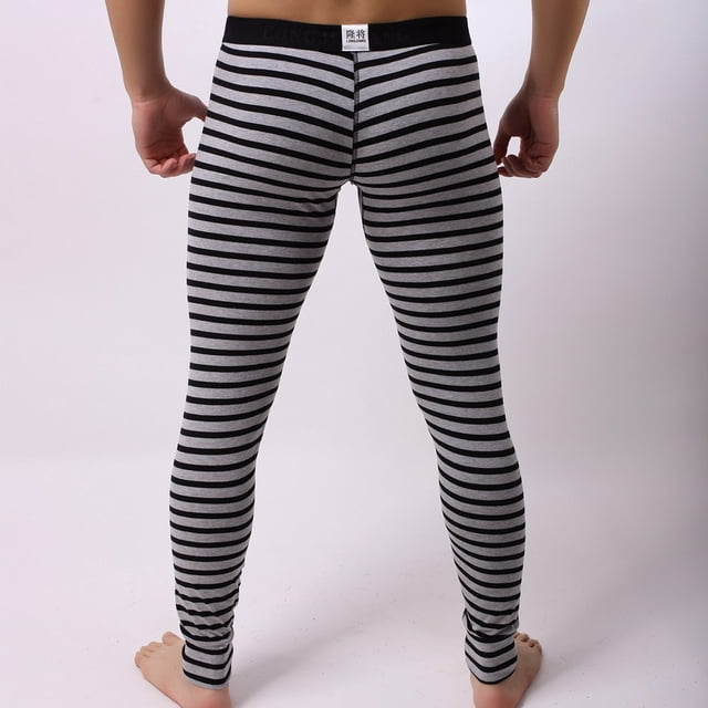 wofedyo striped breathe patchwork low rise leggings long johns thermal ...