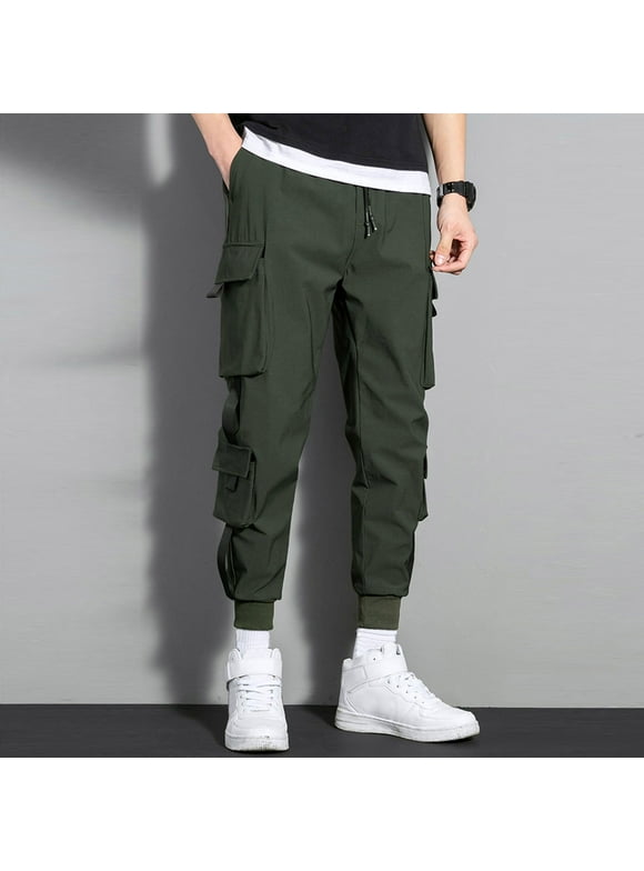 wofeydo Cargo Pants for Men, Loose Nine Pants Plus Harlem Size Sports Cargo Pants Pants Men's Trousers Casual Men's Pants, Dickies Work Pants for Men, Mens Pants Green 2XL