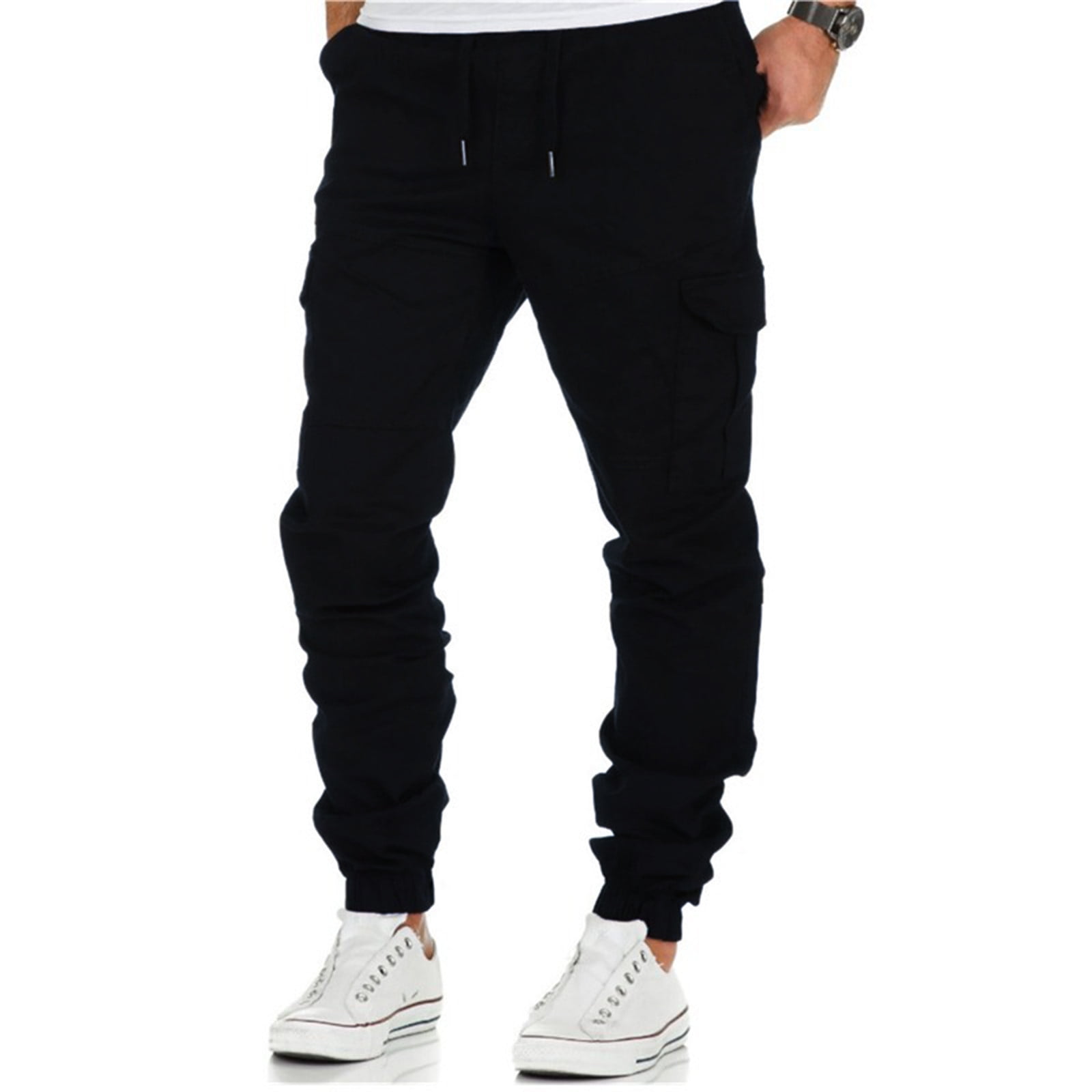 wofeydo Cargo Pants for Men, Trousers Seasons Solid MultiPocket Color