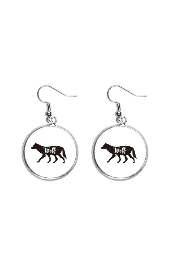 wolf black and white animal earring dangle silver drop earring jewelry woman