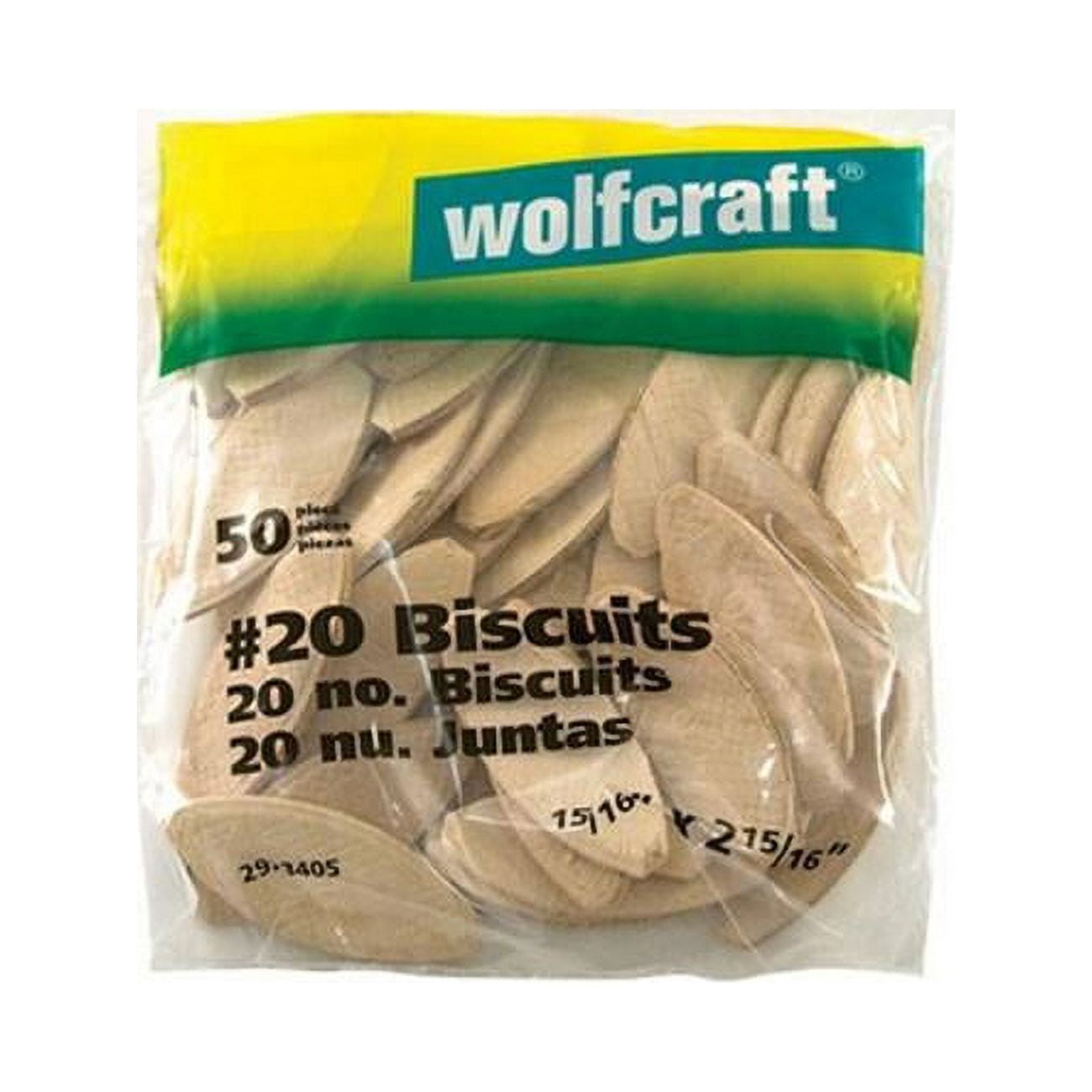 wolfcraft 2923405 Compressed Wafer Shaped Wood Joining Biscuits, 20